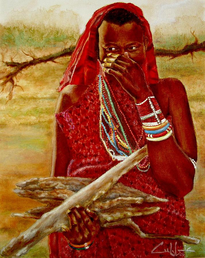 Girl With Sticks #3 Painting by G Cuffia