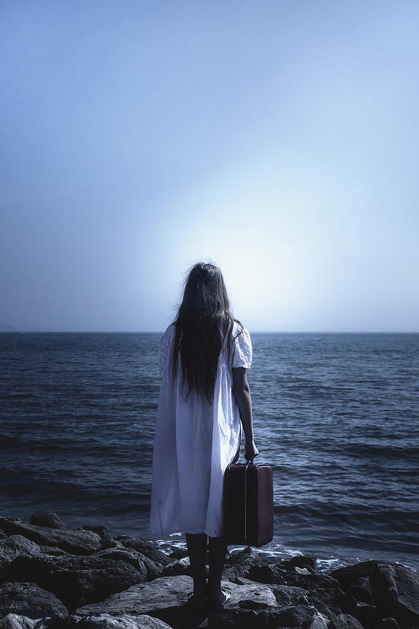 Beach Photograph - Girl With Suitcase #3 by Joana Kruse