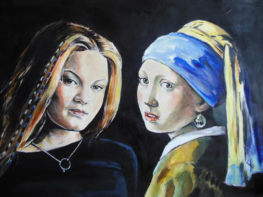 Girls with Pearls #3 Painting by Lucia Hoogervorst