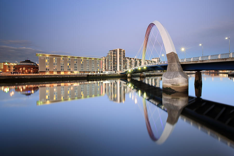 Glasgow Clyde Arc Reflection Twilight Photograph by Grant Glendinning