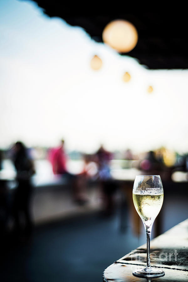 Glass Of Champagne At Modern Outdoor Bar At Sunset #3 Photograph by JM Travel Photography