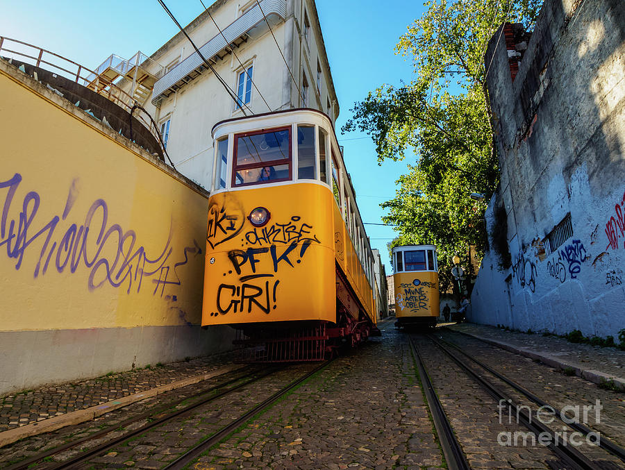 City Photograph - Gloria Funicular, Lisbon, Portugal #3 by Karol Kozlowski