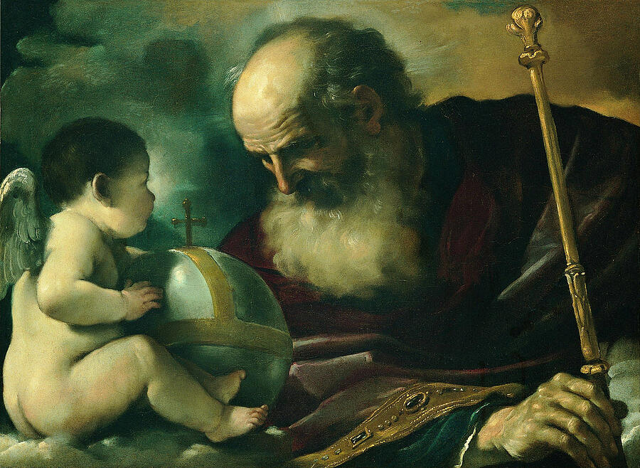 God the Father and Angel, from 1620 Photograph by Guercino God the Father and Angel, from 1620 Photograph by Guercino