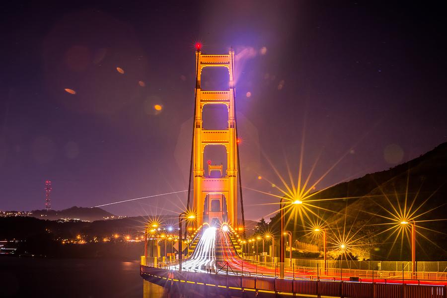 Golden Gte Bridge In San Francisco At Night #3 Photograph by Alex Grichenko