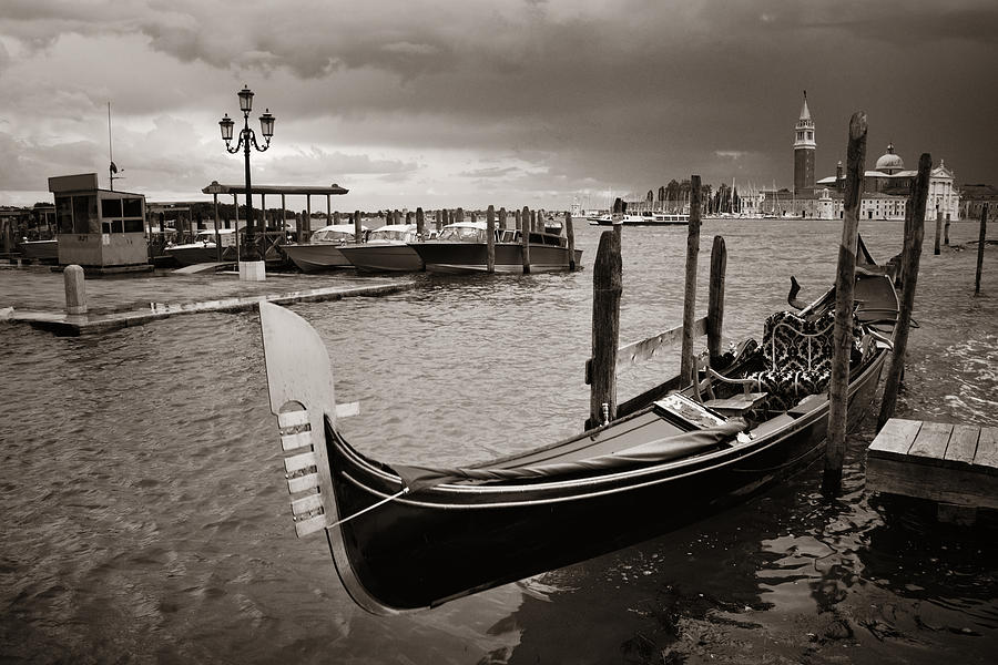 Gondola and San Giorgio Maggiore island  #3 Photograph by Songquan Deng