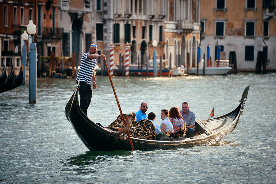 Gondola in canal in Venice #3 Photograph by Songquan Deng