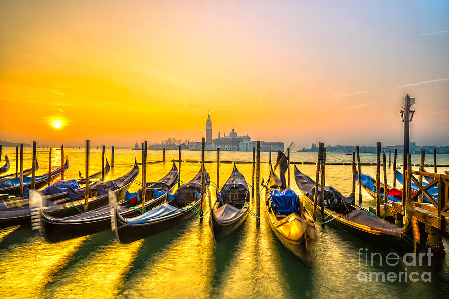 Gondolas in Venice - Italy  #3 Photograph by Luciano Mortula
