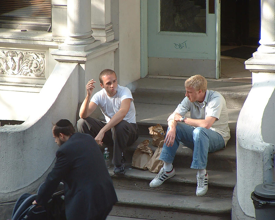 3 Guys on a Stoop Photograph by Stan  Magnan