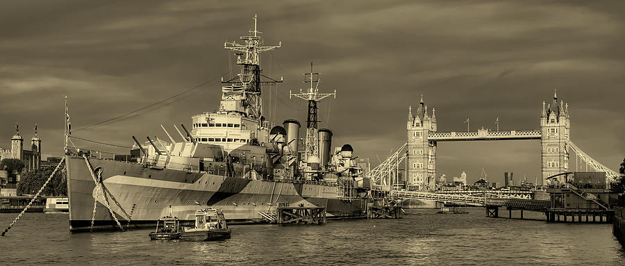 London Photograph - H M S Belfast On The Thames #3 by Mountain Dreams