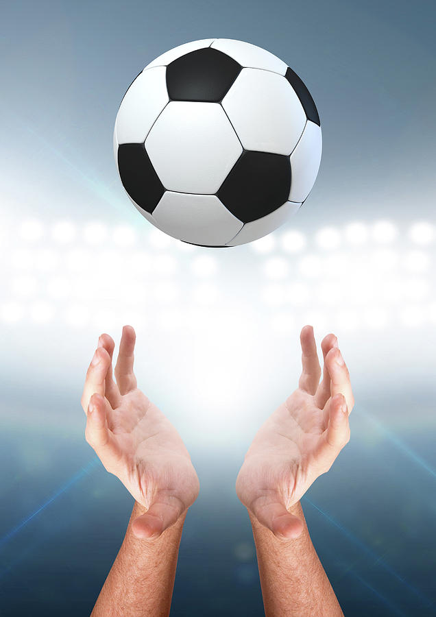Soccer Digital Art - Hands Catching Ball #3 by Allan Swart