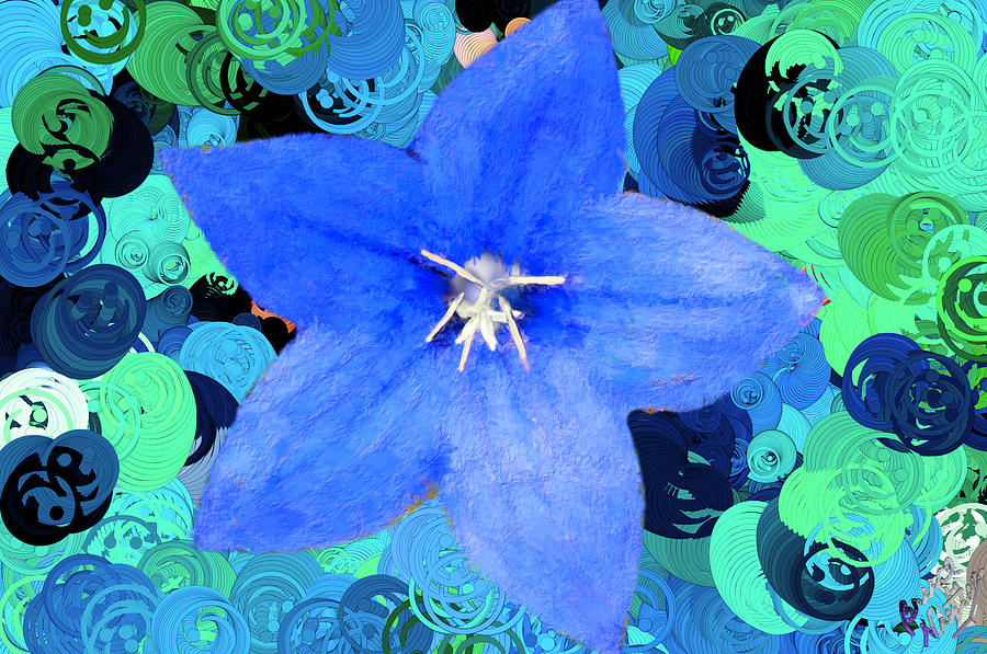 Happy Solitary Blue Flower #3 Painting by Bruce Nutting