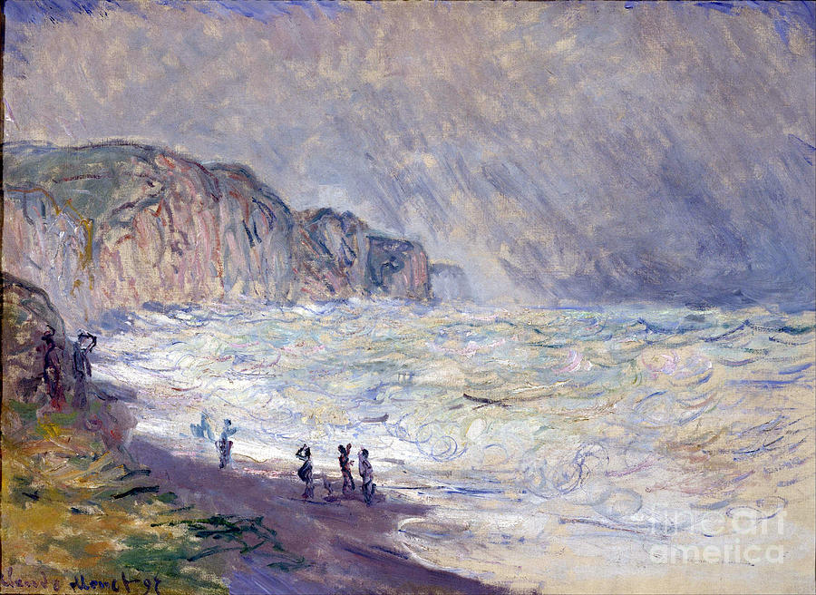 Heavy Sea at Pourville #3 Painting by Claude Monet