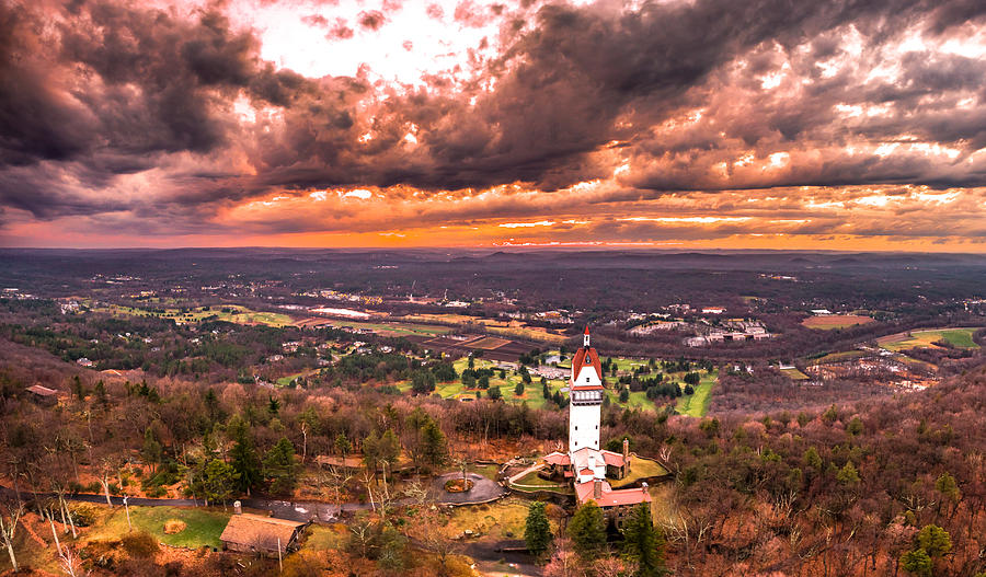 Heublein Tower, Simsbury Connecticut, Cloudy Sunset #3 Photograph by Mike Gearin