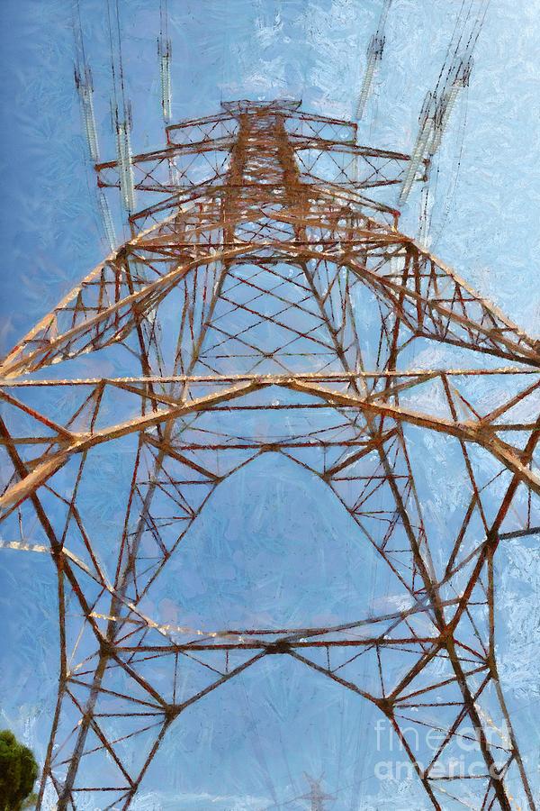 Pylon Painting - High voltage pylon #5 by George Atsametakis