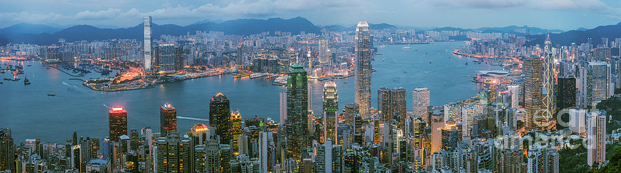 Hong Kong Photograph - Hong Kong harbour view from the peak #3 by Tuimages  
