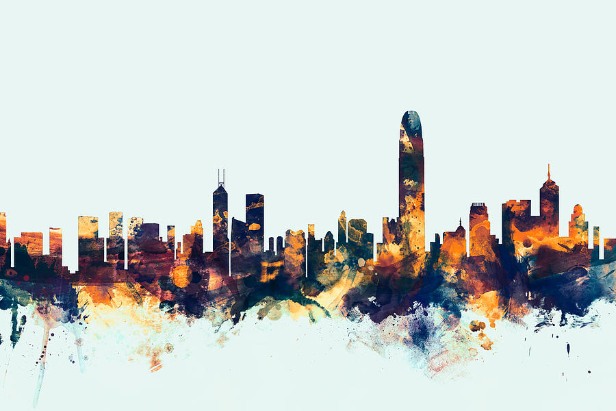 Hong Kong Digital Art - Hong Kong Skyline #3 by Michael Tompsett