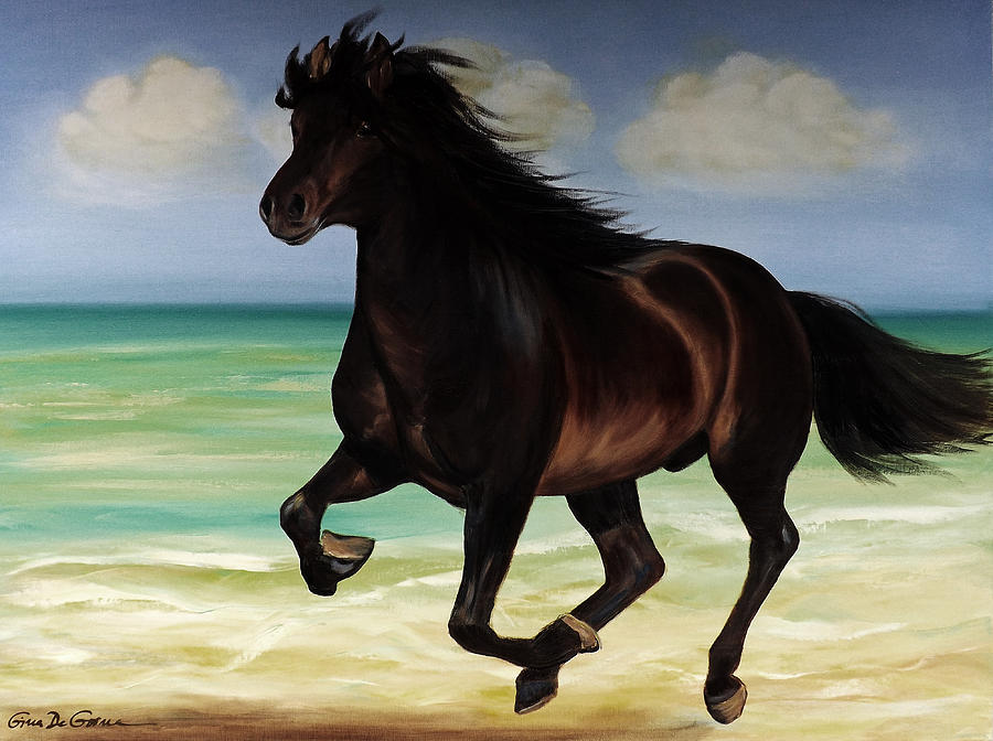 Horses in Paradise  RUN #3 Painting by Gina De Gorna