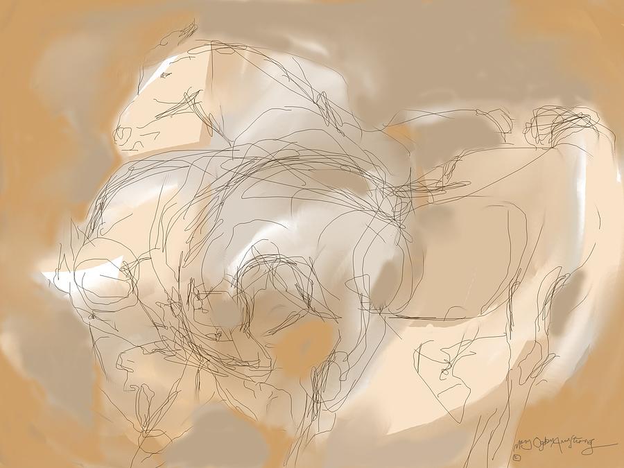3 Horses Digital Art by Mary Armstrong