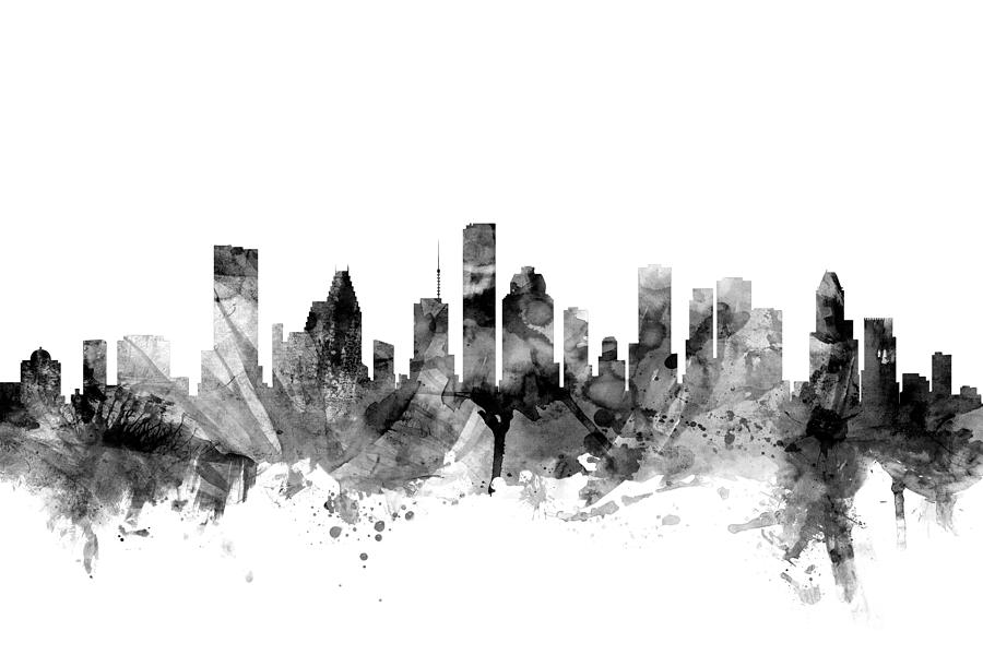 Houston Digital Art - Houston Texas Skyline #3 by Michael Tompsett