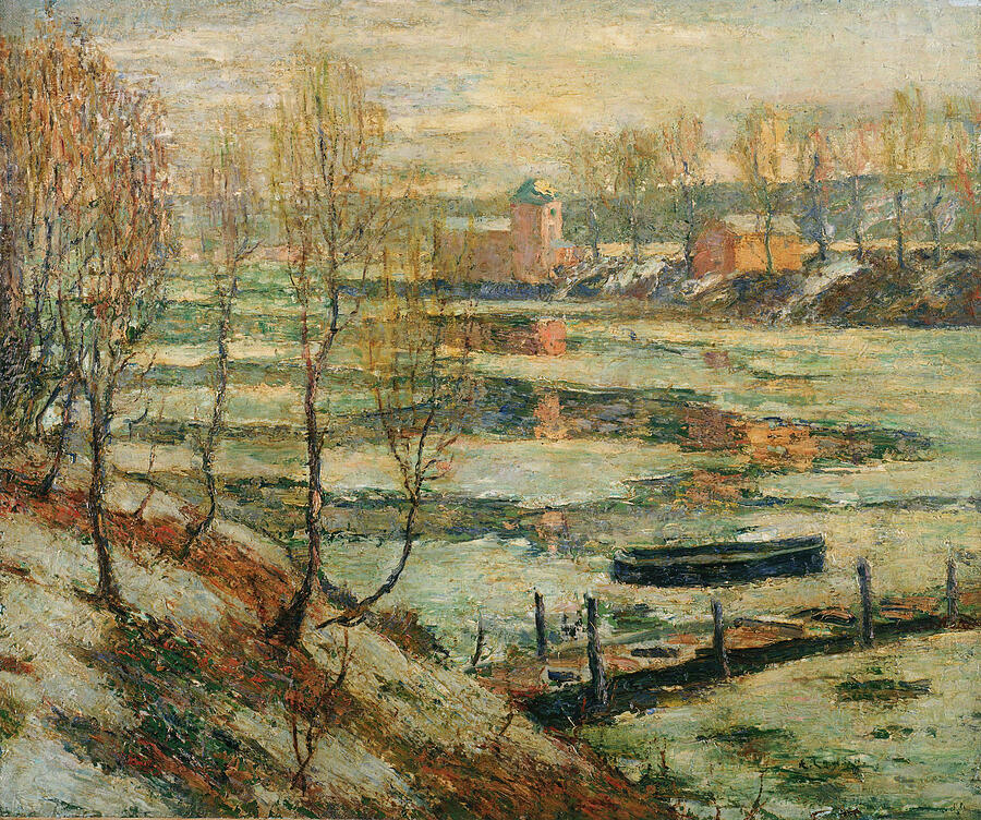 Ernest Lawson Painting - Ice in the River, from circa 1907 by Ernest Lawson