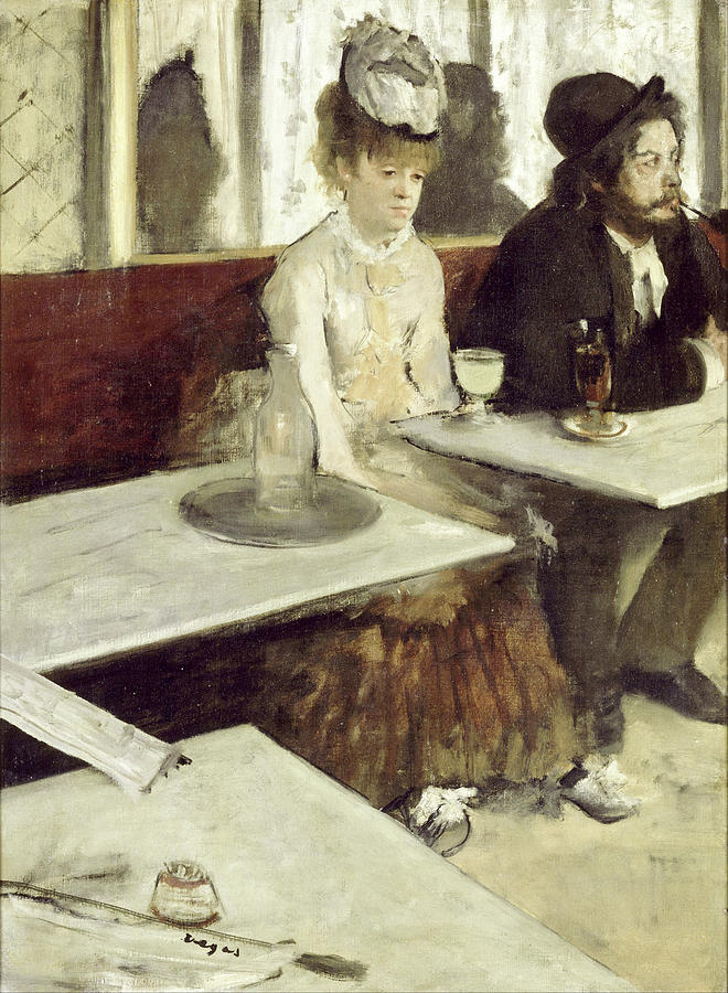Hat Painting - In a Cafe  #3 by Edgar Degas