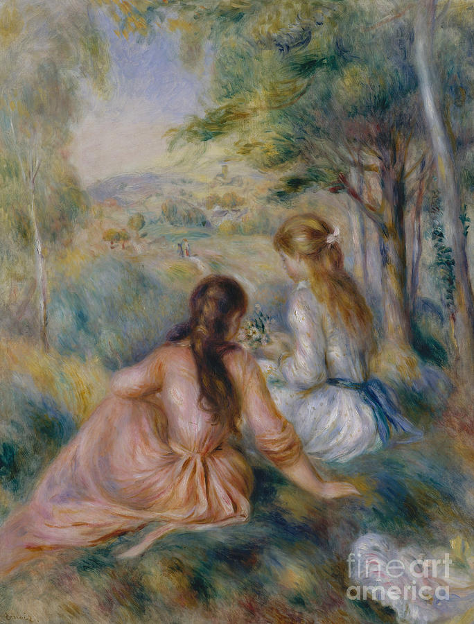 In the Meadow Painting by Pierre Auguste Renoir