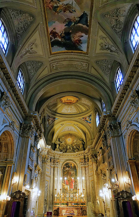 Interior View Of Santi Vincenzo e Anastasio a Fontana di Trevi In Rome Italy #3 Photograph by Rick Rosenshein