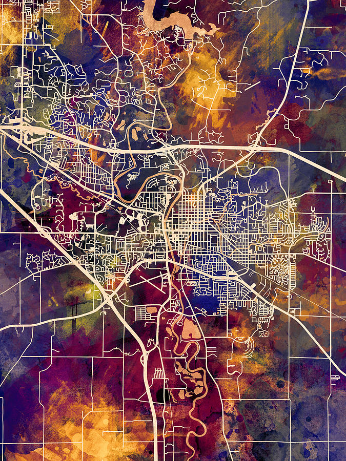 Iowa City Map #3 Digital Art by Michael Tompsett