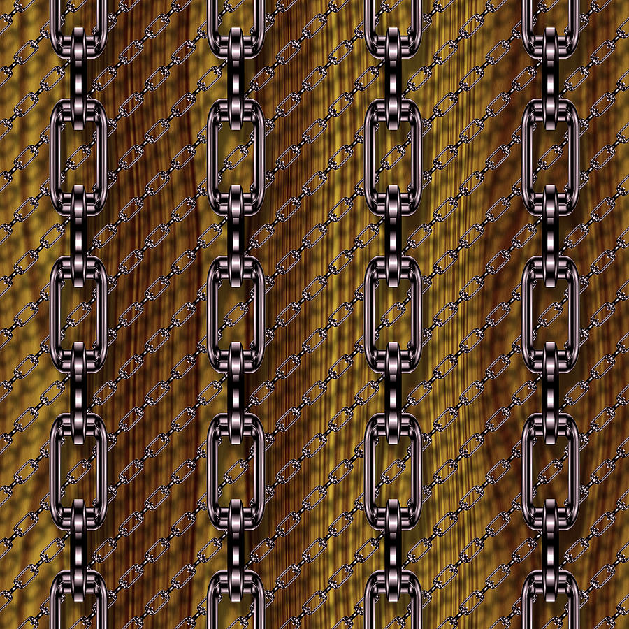 Iron Chains With Wood Seamless Texture Digital Art