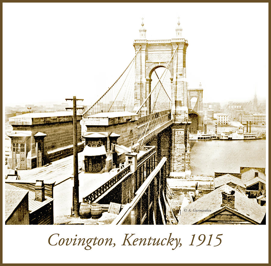 JA Roebling Bridge c 1915 Vintage Photograph #3 Photograph by A Macarthur Gurmankin
