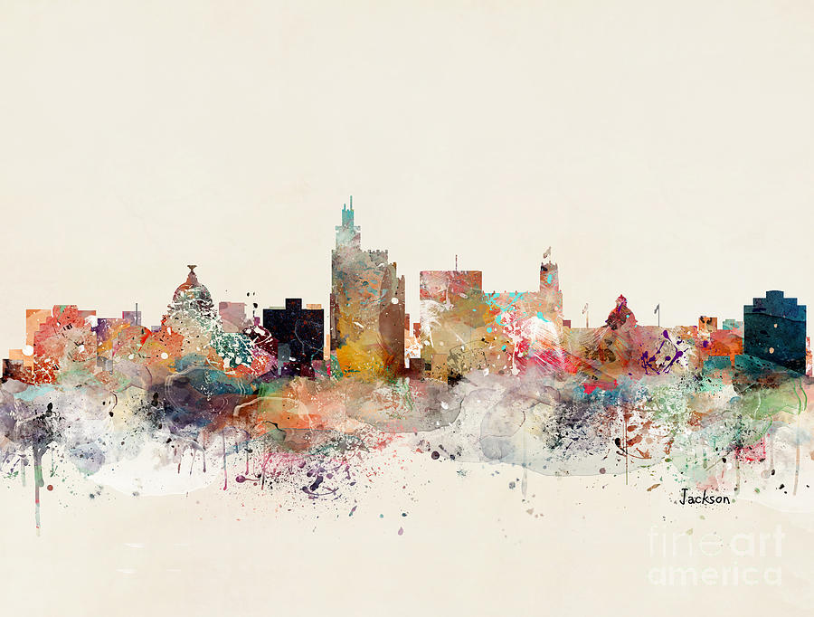 Skyline Painting - Jackson Mississippi Skyline #3 by Bri Buckley