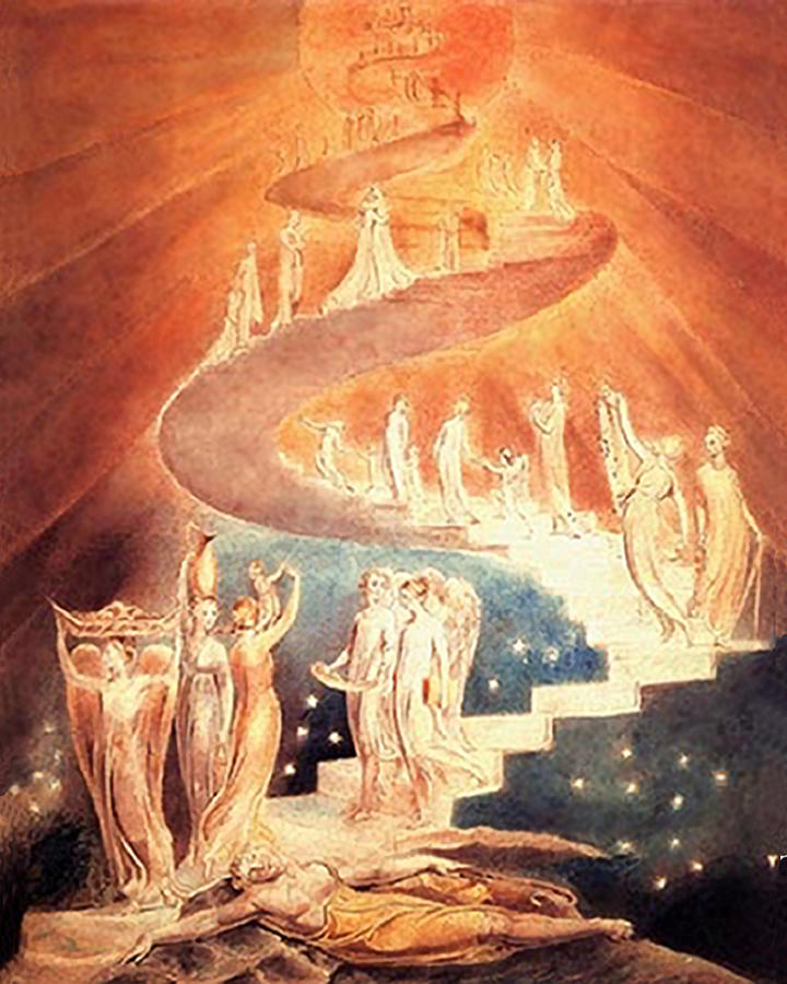 Jacobs Ladder #1 Painting by William Blake