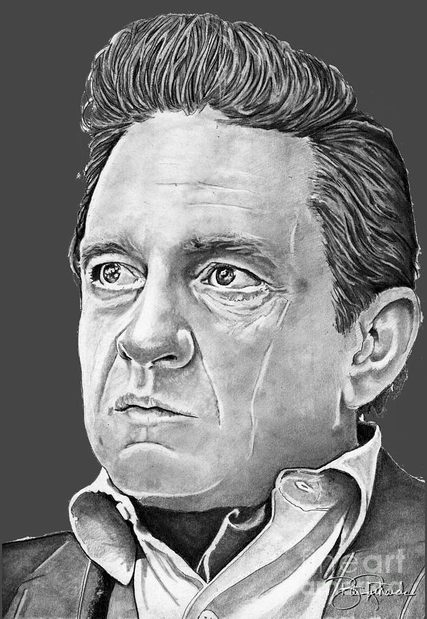 Johnny Cash #3 Drawing by Bill Richards