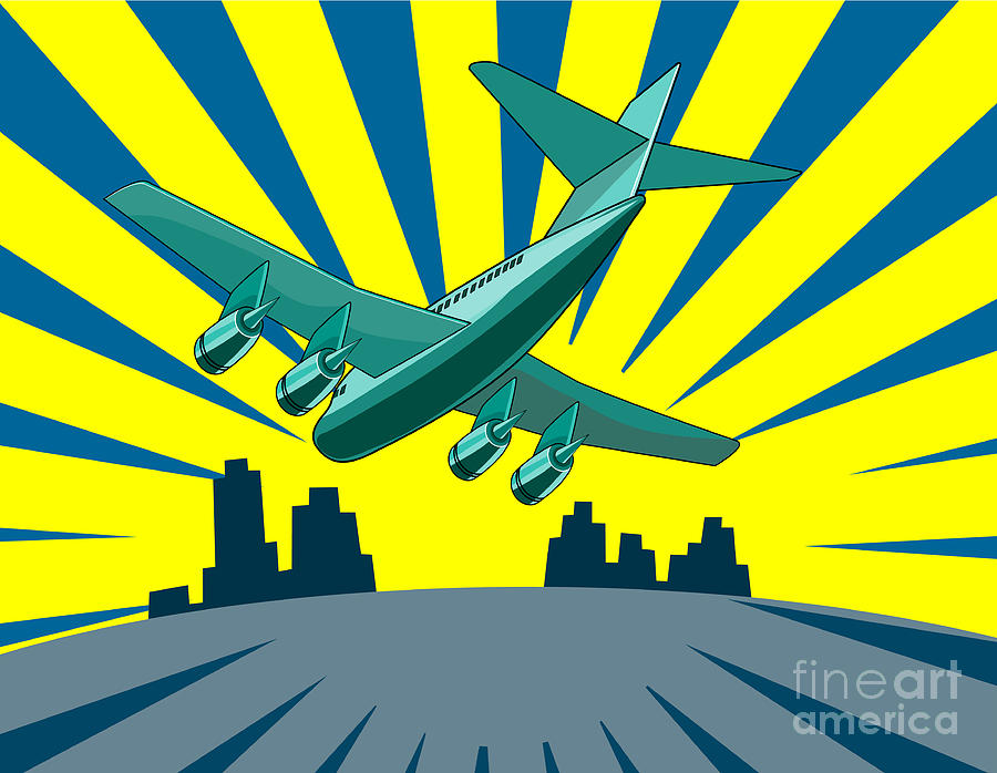 Jumbo Jet Plane Retro Digital Art