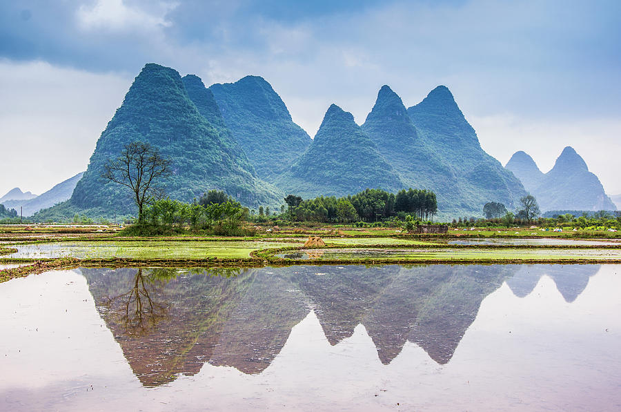 Karst mountains and rural scenery #3 Photograph by Carl Ning