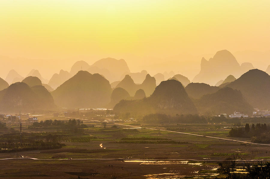 Karst mountains scenery in sunset #3 Photograph by Carl Ning
