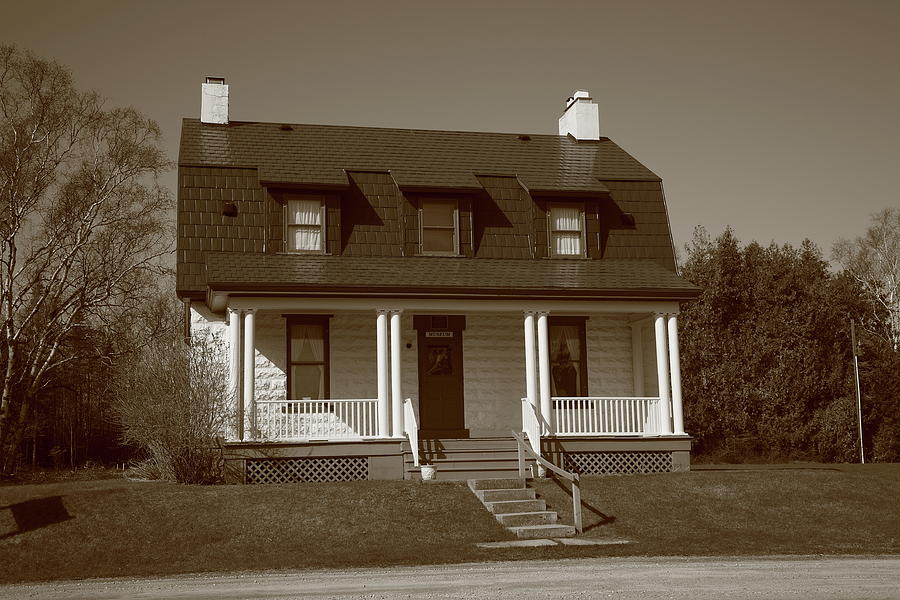 Keepers House - Presque Isle Light Michigan Sepia Photograph by Frank Romeo