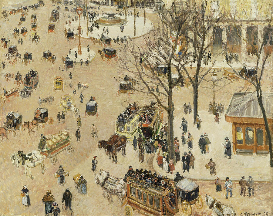 La Place due Theatre Francais, from 1898 Painting by Camille Pissarro