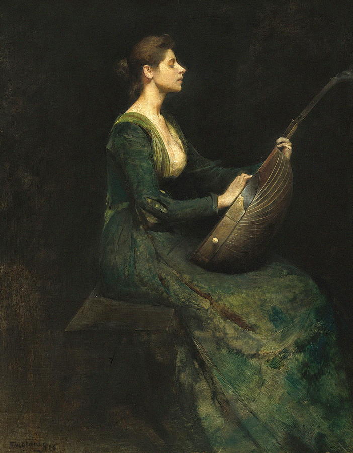 Lady With A Lute Painting by Thomas Wilmer Dewing - Fine Art America