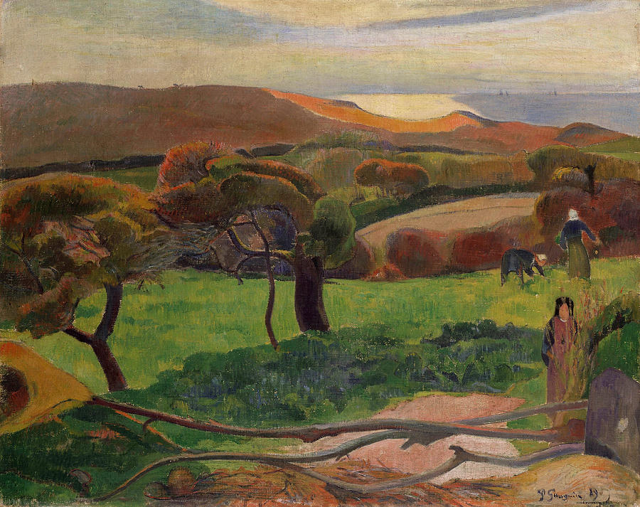 Landscape From Bretagne #1 Painting by Paul Gauguin