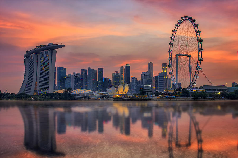 Architecture Photograph - Landscape of the Singapore city #3 by Anek Suwannaphoom