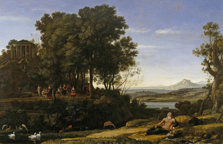 Landscape with Apollo and the Muses #4 Painting by Claude Lorrain