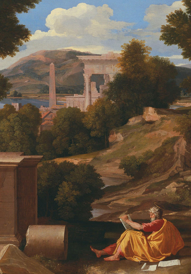 Garden Painting - Landscape with Saint John on Patmos #3 by Nicolas Poussin
