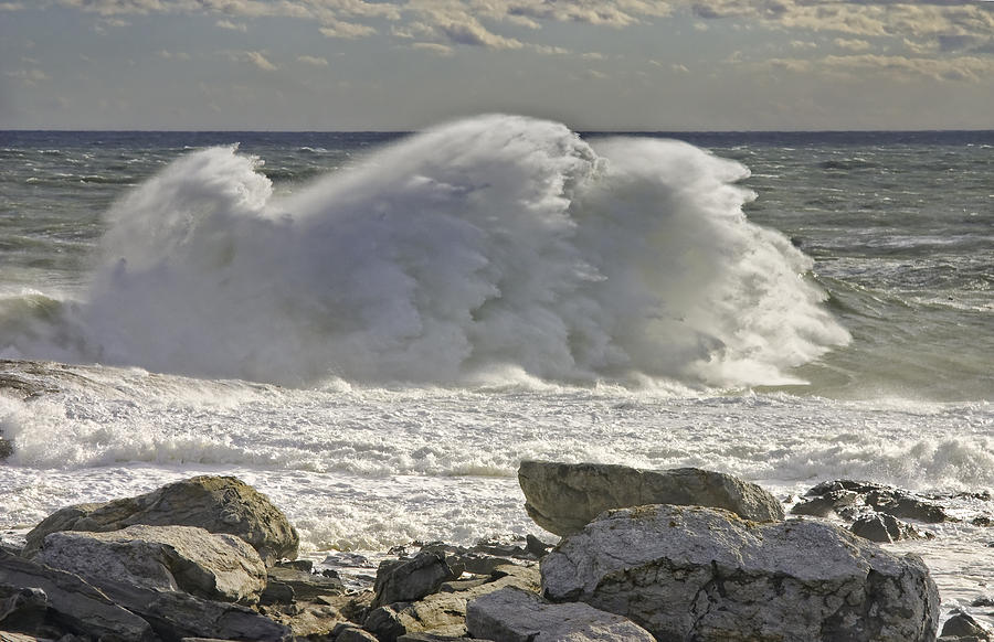 Large Waves Near Pemaquid Point On The Coast Of Maine #3 Photograph by Keith Webber Jr