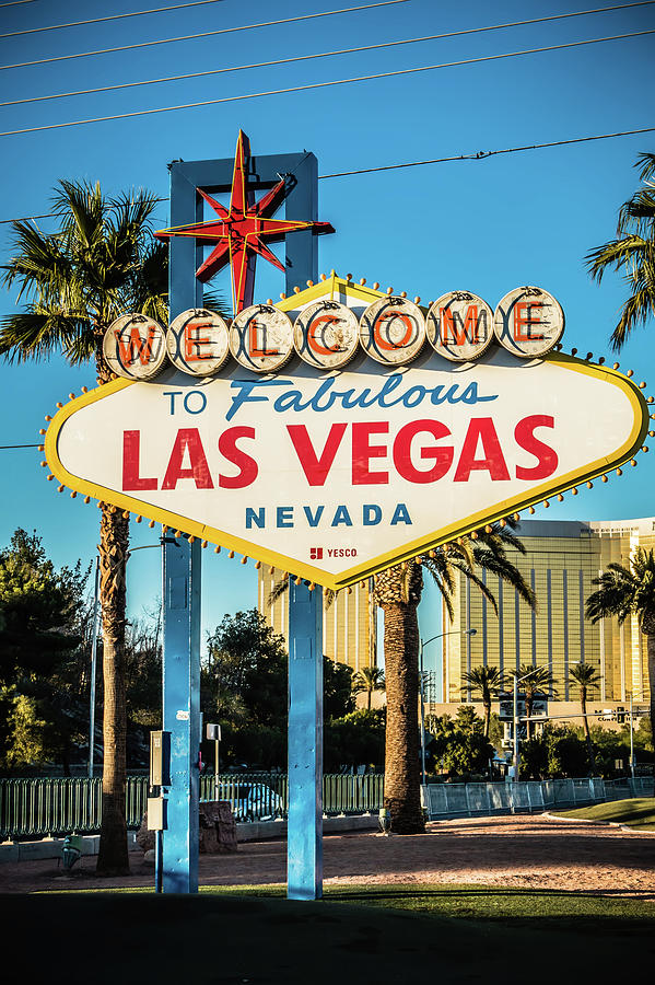 Las Vegas Welcome Sign With Vegas Strip In Background Photograph
