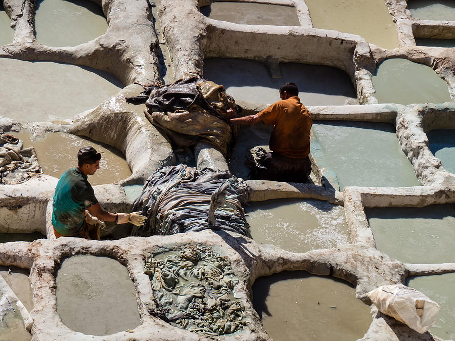 Leather tanneries of Fes - 4 #1 Photograph by Claudio Maioli