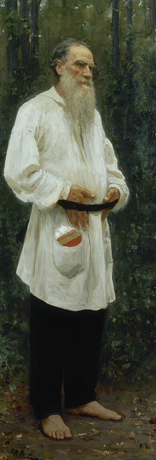 Leo Tolstoy Barefoot, from 1901 Painting by Ilya Repin