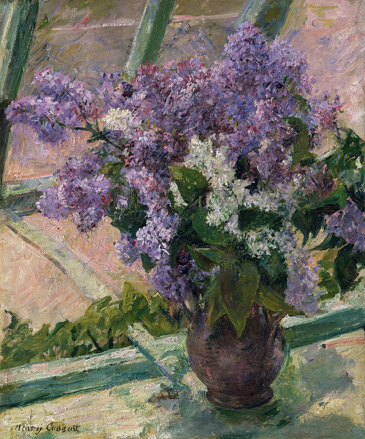 Lilacs in a Window Painting by Mary Cassatt - Fine Art America