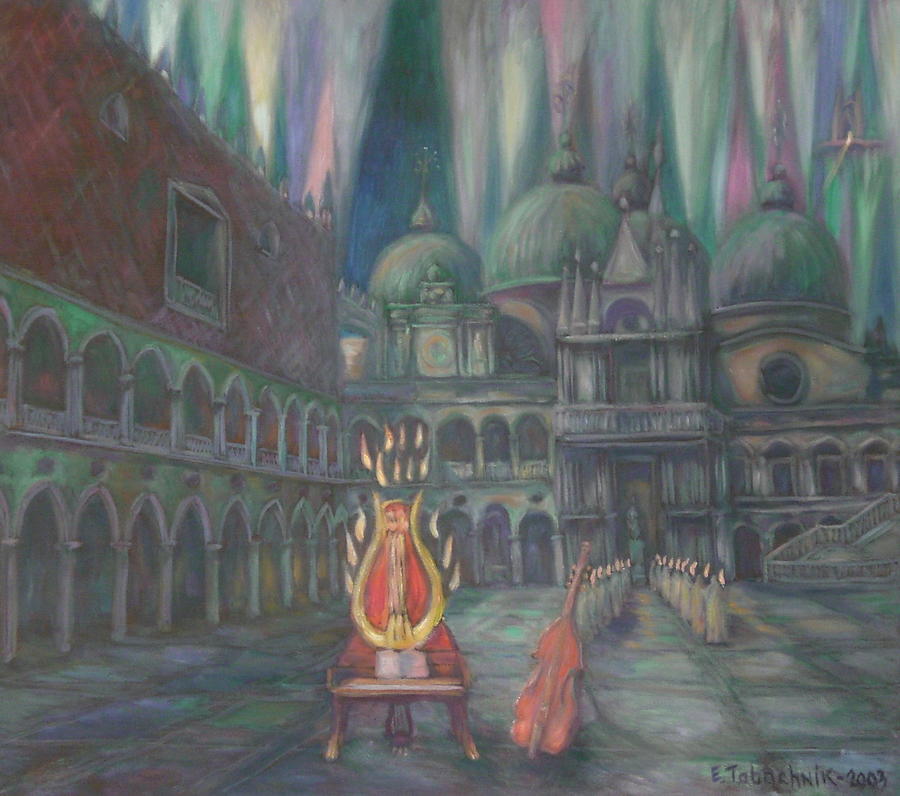 Italy Painting - Lira Piano In Flames. St. Mark Square. by Edward Tabachnik Italy Painting - Lira Piano In Flames. St. Mark Square. by Edward Tabachnik