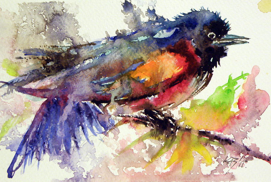 Little bird #3 Painting by Kovacs Anna Brigitta